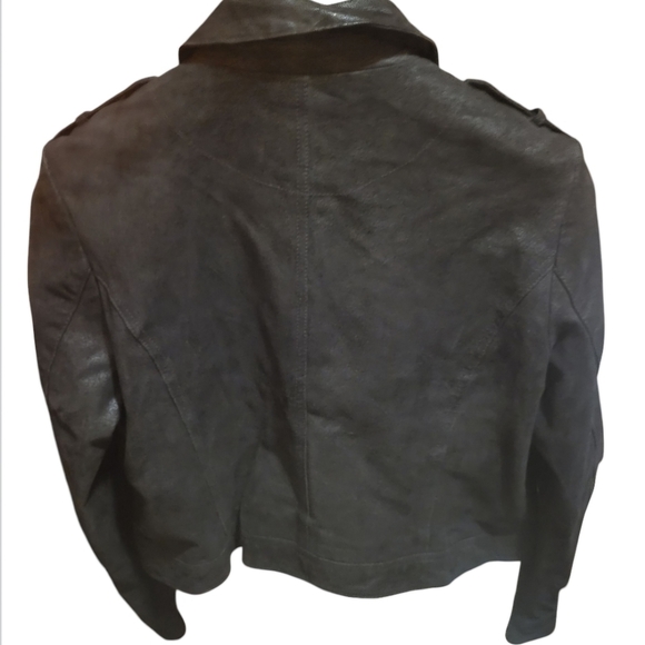 Levi's Vintage Black Distressed Suede Leather Moto Jacket Pocket Petite XL - Picture 9 of 9